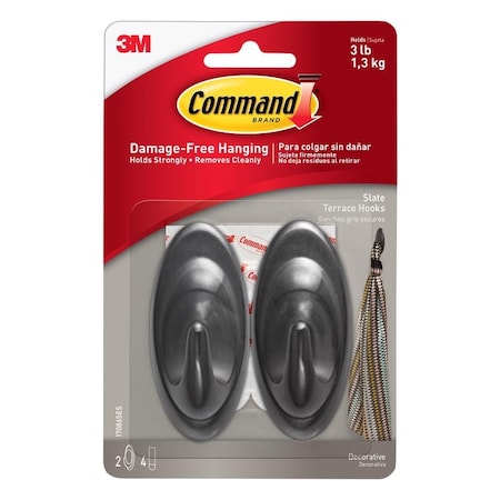 Command 3M Command Medium Plastic Hook 3.25 in. L 2 pk 17086SES
